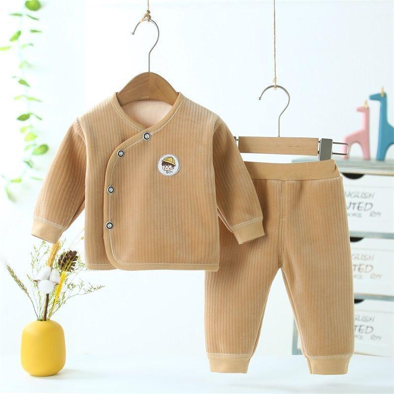 Bộ quần áo nỉ nhung dài tay dày ấm cho bé trai bé gái sơ sinh mặc đông hàng Quảng Châu cao cấp
