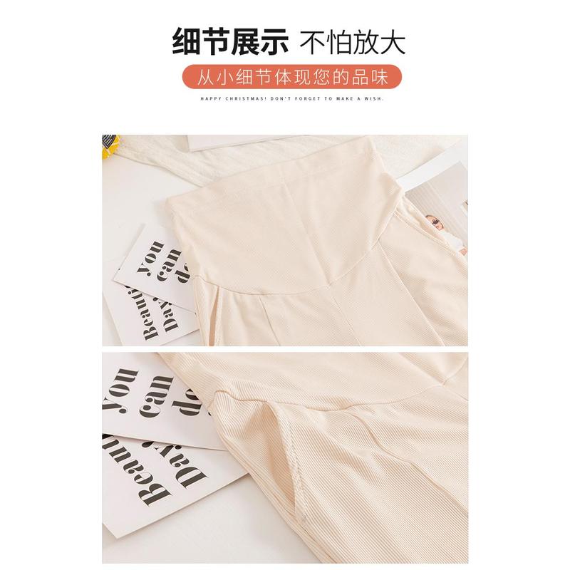 P69868# Pregnancy Pants Thin High Waist Wide Leg Bell Bottom Trousers Outerwear Summer Casual Pregnant Pants 7