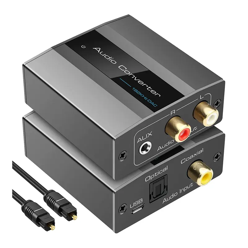 Bộ chuyển đổi quang sang RCA, Bộ chuyển đổi âm thanh, Bộ chuyển đổi âm thanh kỹ thuật số sang tương tự, Bộ chuyển đổi đồng trục sang RCA, Cáp quang AUX 3,5 mm, với cáp quang, Vận chuyển ở nước ngoài Phụ Kiện 5