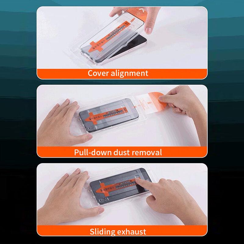 Product Introduction of [ Easy Install ] HD Clear Anti Blue Purple Light Privacy Tempered Glass For iPhone 16 15 14 Pro Max Plus13 12 11 X XS XSMax XR One-Click Dust Free Installation Screen Protector Alignment Mounting Cover 8