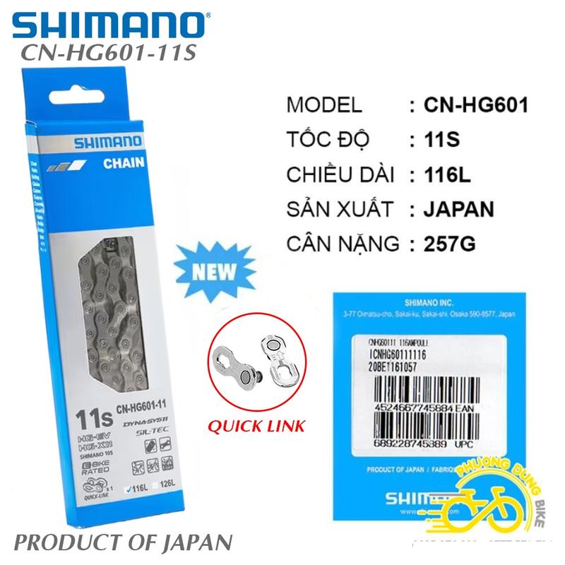  Xích sên xe đạp Shimano 105 CN HG601 11 speed - FullBox Chính Hãng  Quick Link  