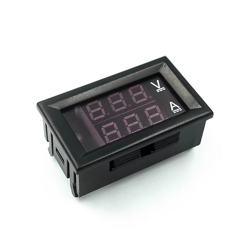 Product Introduction of Mini Digital Voltmeter Ammeter DC 100V 10A Panel Amp Volt Current Meter Tester 0.28 Blue + Red Dual LED Display With Lines 25