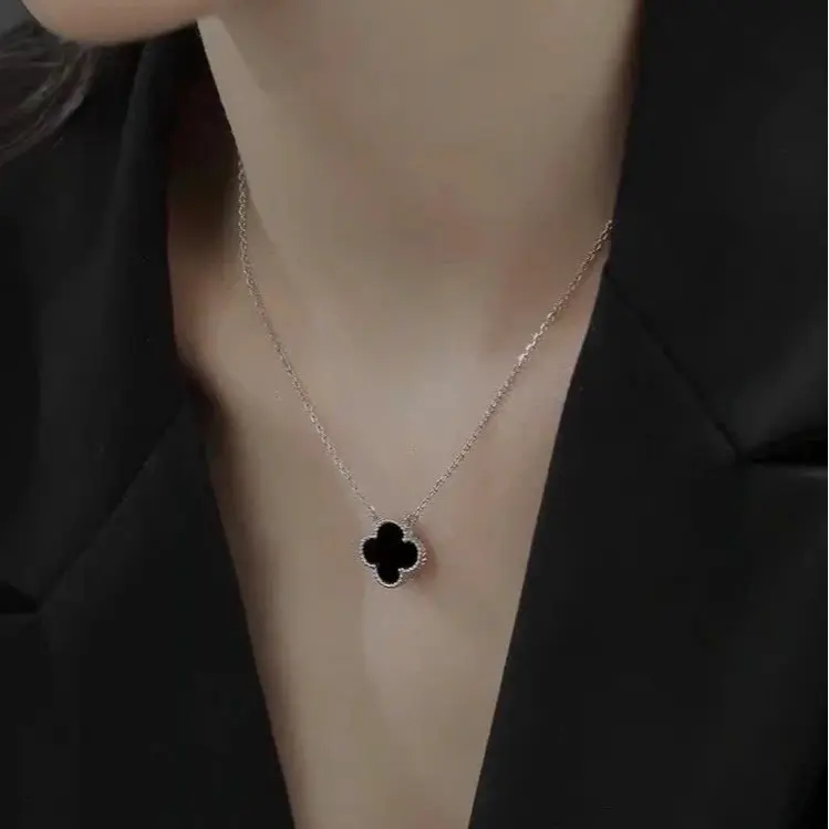 Dây chuyền bạc nữ cỏ 4 lá đính đá Necklace UDLM28 - Bạc S925 cao cấp