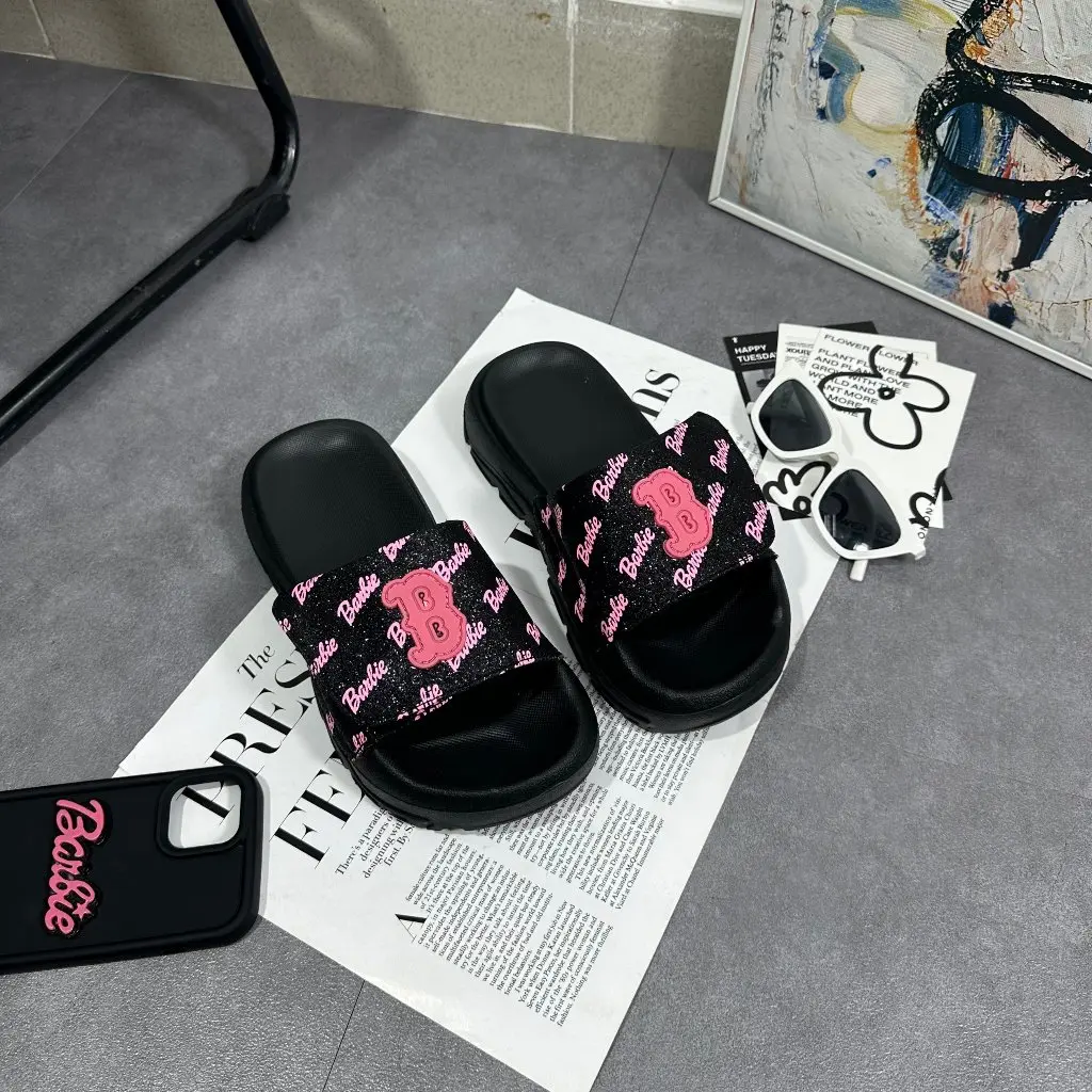 Dép Barbie Bling lấp lánh, dép quai dán kim tuyến dễ thương đế cao_ hỗ trợ đổi size Nữ Slipper Có Quai Women DéP dép  quai tua ngang rua