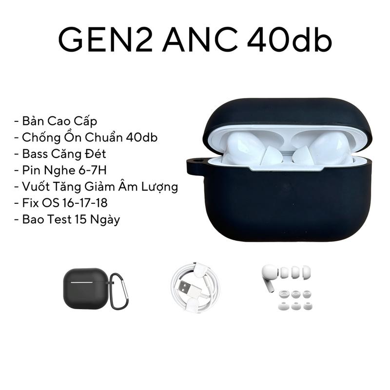 Tai Nghe Bluetooth PRO ZEN2 ANC USB-C Chống Ồn ANC 40db Nhét Tai Nghe Nhạc Bass Căng Mic Đàm Thoại ENC Earphone Tặng Ốp + Cáp Nạp Bảo Hành 6 Tháng