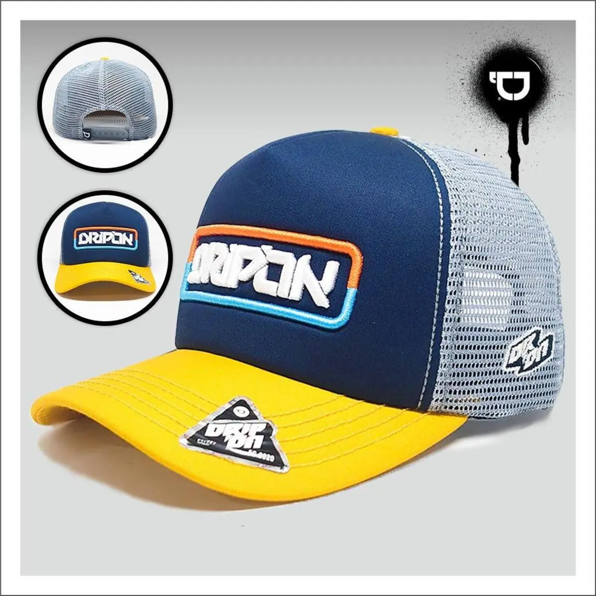 DRIP ON Topi Trucker Hat Topi Jaring Pria Musim Panas Kombinasi Folder 1