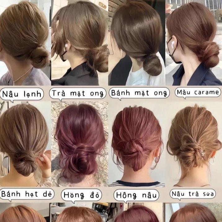 Combo Nhuộm Tóc Tại Nhà - 100 Mã Màu Đa Dạng - Tự Chọn Màu Nhuộm - Găng Tay, HDSD, Bát Lược, Chùm Đầu, Chùm Tai - Tặng Quà - Nữ