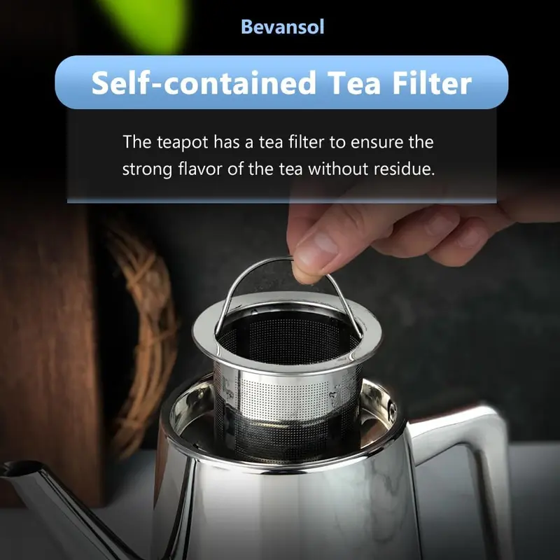 Stainless Steel Coffee Pot, Long Spout Tea Pot with Tea Filter Net, Suitable for Home Use on Induction Cookers for Boiling Tea 4