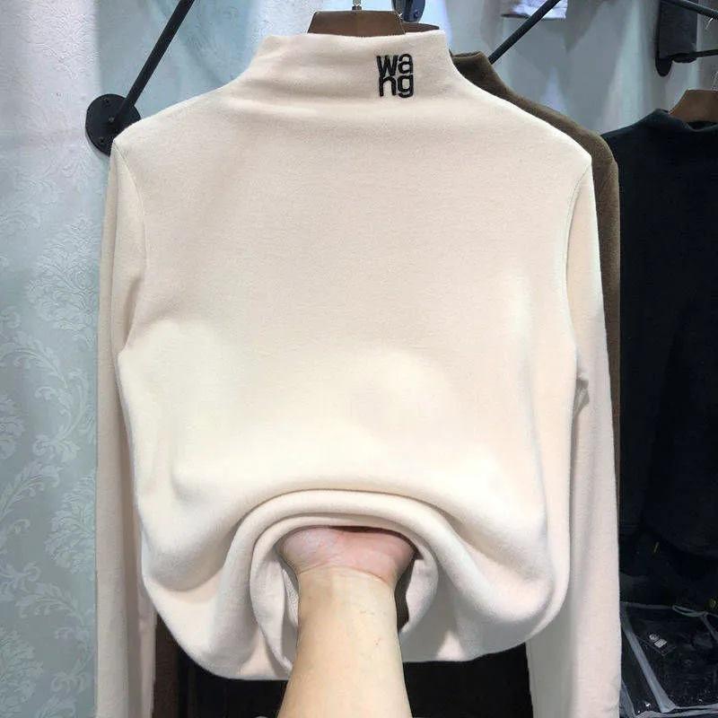 Product Introduction of 2024 Autumn and Winter Dralon Slim Fit Inner Wear Half Turtleneck Thermal Bottoming Shirt New Korean Style Long Sleeve T-shirt Women's Clothing Wholesale 4