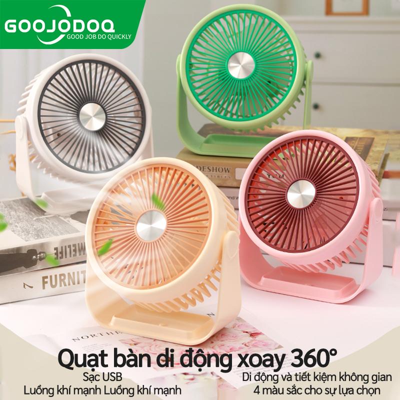 Quạt để bàn GOOJODOQXoay 360 Độ USB Có Thể Điều Chỉnh 3 Tốc Độ Sạc cầm tay để bàn kích thước mini nhỏ gọn tiện lợi Phụ Kiện