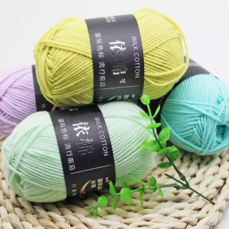 Len Milk cotton 50gr mác đen đan móc hoa, thú, khăn, áo, mũ