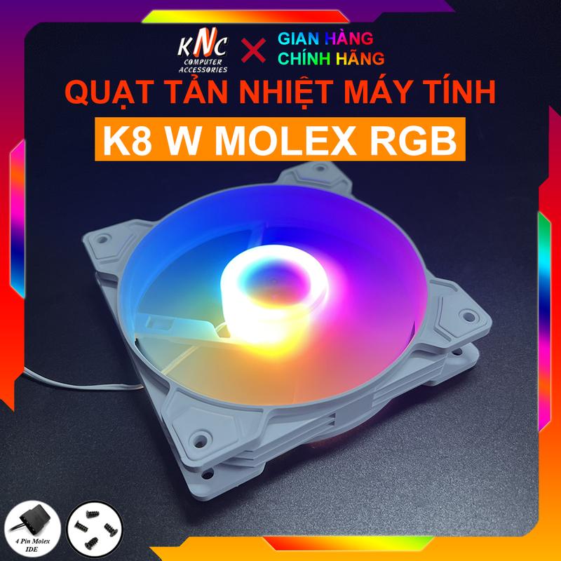Quạt Tản Nhiệt MÁY TÍNH Led RGB K8 Màu Trắng Fan Case Cắm Trực Tiếp Molex - Không Cần Hub