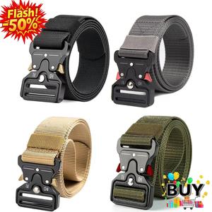 เข็มขัดยุทธวิธีสำหรับผู้ชาย หัวเข็มขัดอัตโนมัติ ยาว 120 ซม. เข็มขัดคาดเอวกลางแจ้ง มีสีดำ สีเขียว สีกากี และสีเทา ทำจากไนลอน