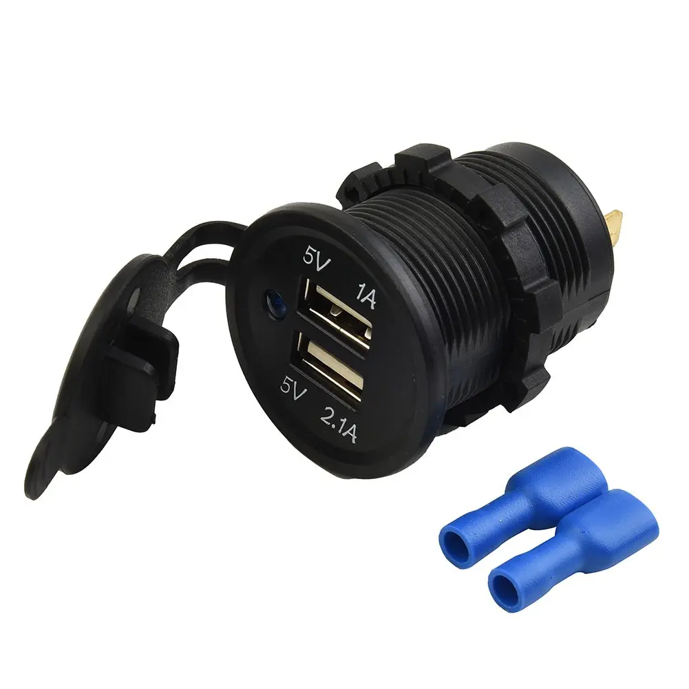 Dual USB Socket Waterproof Mobile Phone Charger Motorcycle LED Indiacator
