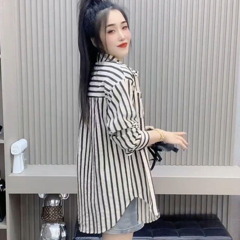 Áo Sơ Mi Sọc, Thời Trang Thường Ngày Dễ Phối Đồ Hàng Mới Về Mùa Xuân 2024, Áo Phong Cách Hàn Quốc Giấu Kín, Dành Cho Nữ 8