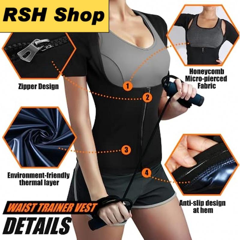 Áo Vest Sauna Shrit, ngắn Tay, Dành Cho Nữ, Bẫy Nhiệt, Bộ Đồ Sauna, Quần Định Hình Cơ Thể, Thích Hợp Để Tập Luyện, Yoga, Thể Dục, Áo Tập Luyện Luyện, Đồ Định Hình 7