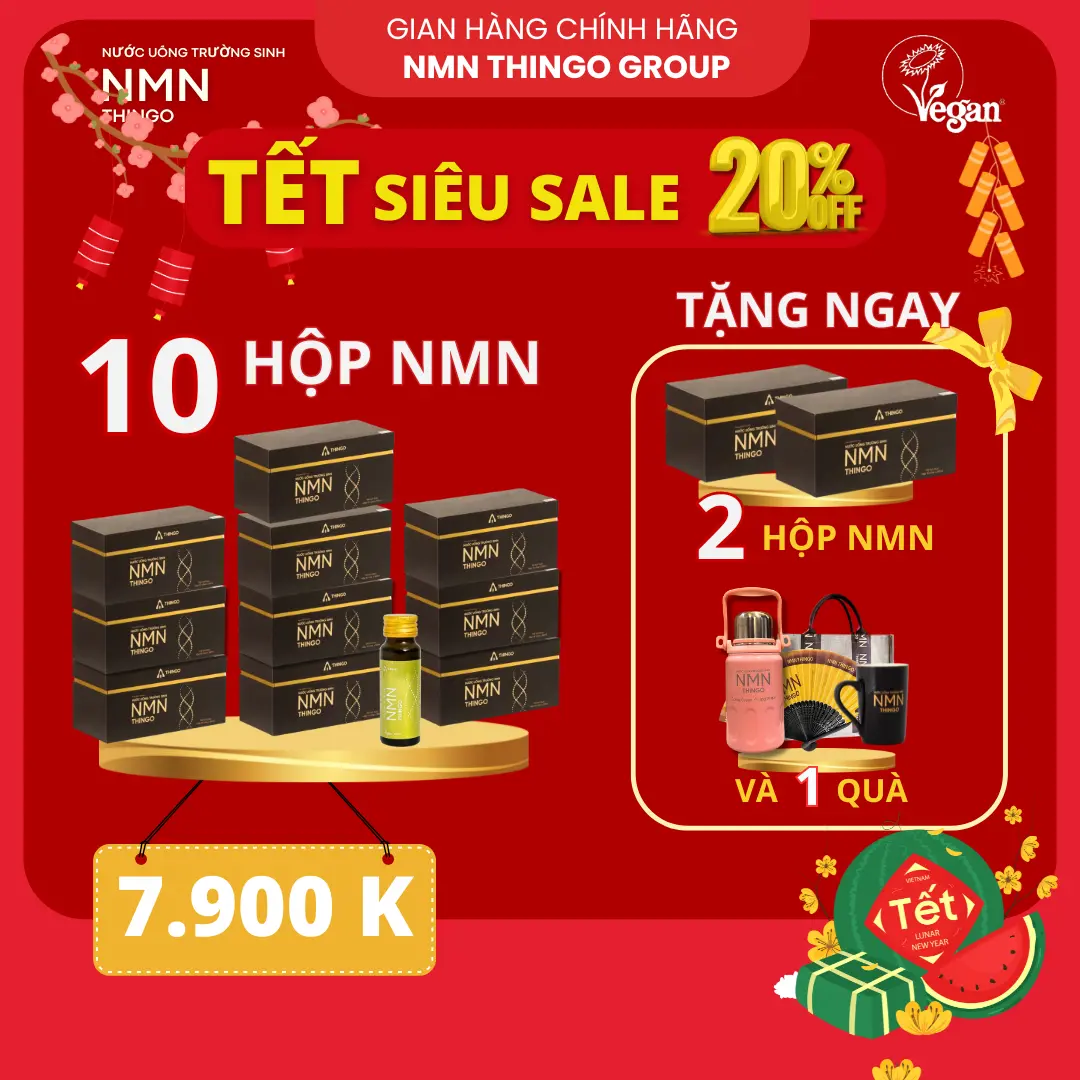 (SALE 30/4) Mua 10 Tặng 2 + Quà thêm - NMN Thingo - Nước Uống Đẹp Da, Tái Tạo Tế Bào, Trường Sinh Khỏe Mạnh
