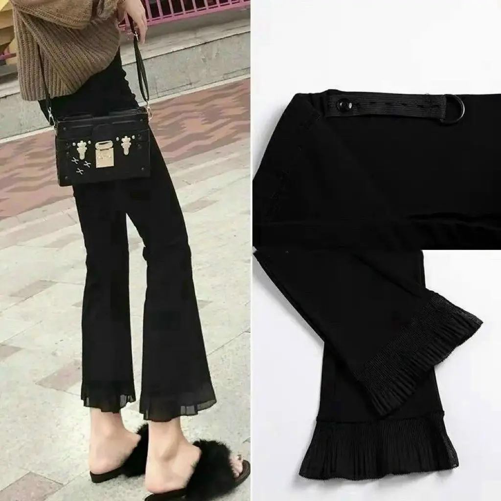 Quần bầu loe chân ren,chất vải umi đẹp,không bai nhão,có chun chỉnh vòng bụng