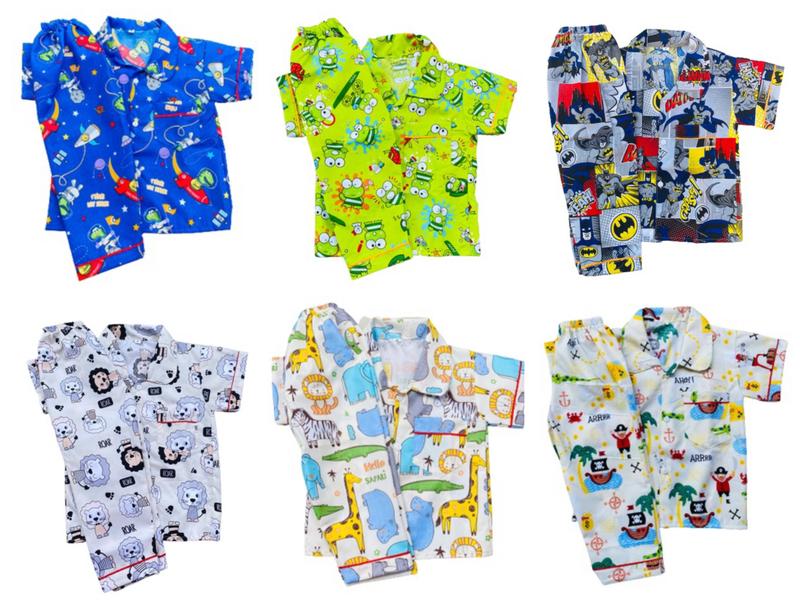 PROMO PIYAMA ANAK JUNIOR USIA 6-12 TAHUN 100 RIBU DAPAT 5 SETELAN MOTIF COWO 3