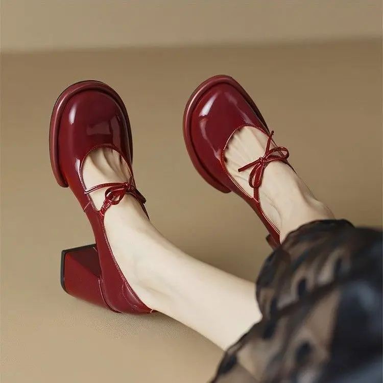 Vintage Mary Jane Flat Shoes, Square Toe Design with Thick Heels, Anti-Slip Design, Available in Multiple Colors, Gift for Girlfriend.