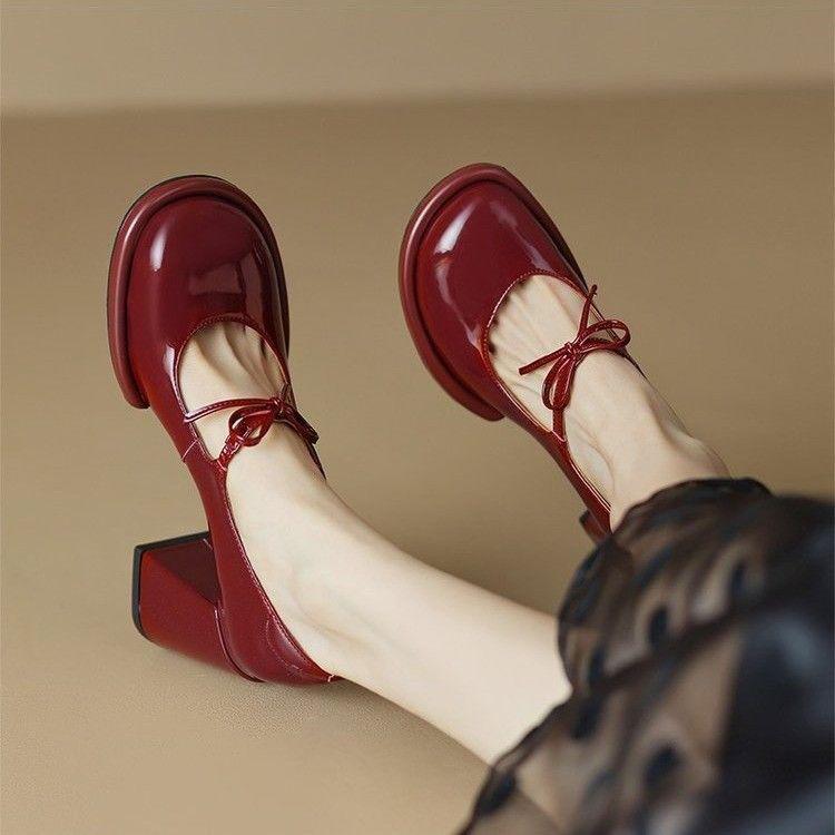 Vintage Mary Jane Flat Shoes, Square Toe Design with Thick Heels, Anti-Slip Design, Available in Multiple Colors, Gift for Girlfriend. 0