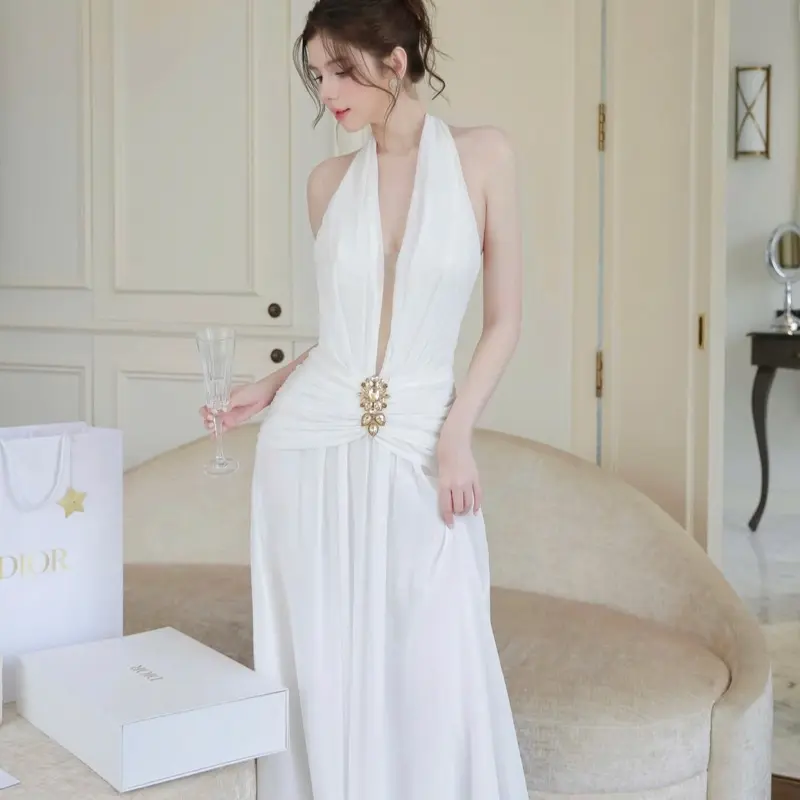 ĐẦM MAXI LỤA YẾM EO DÚM TAG ĐÁ