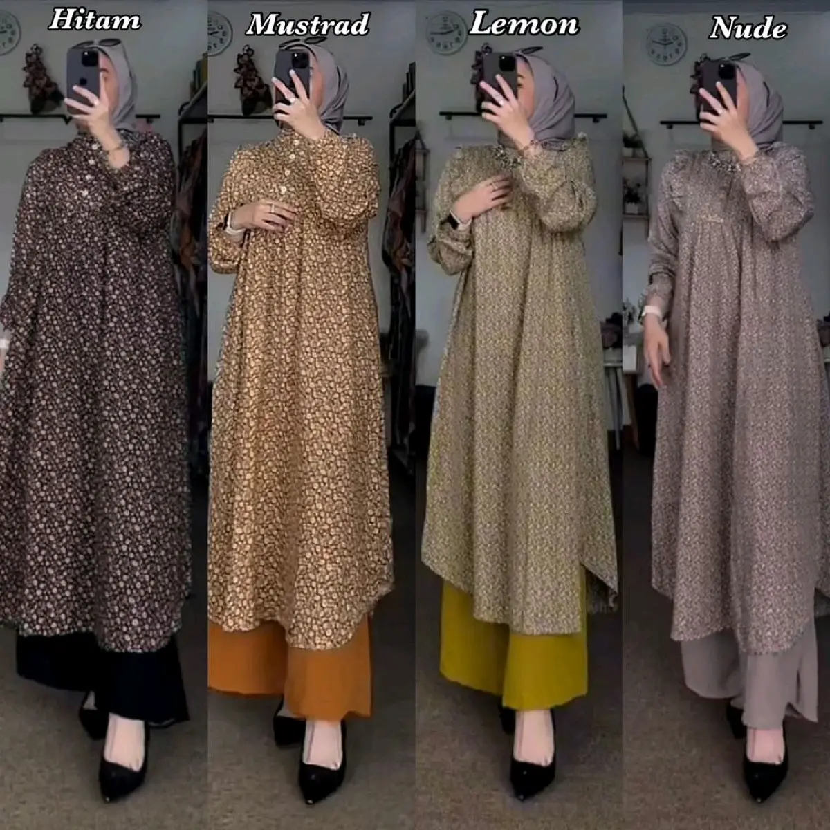 New Sabrina set tunik SET TUNIK KEKINIAN SET TUNIK TERBARU Bunga