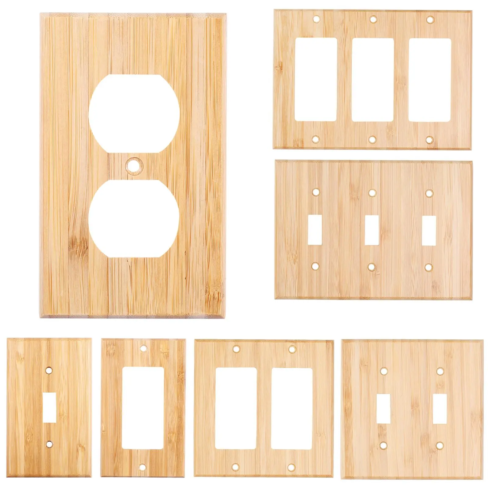 Bamboo Light Switch Plate Cover, Wall Light Switches Plate Cover, Switch Plate Cover for Bedroom Kitchen Home Decorative