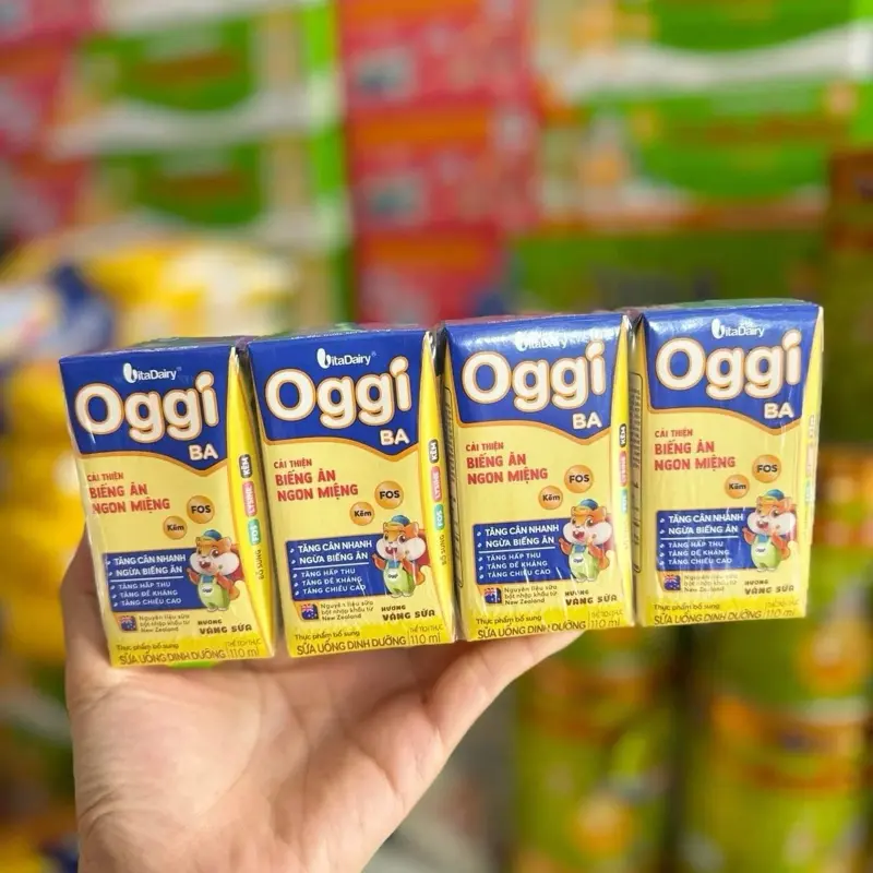 Sữa tươi uống oggi vị váng sữa tăng kg cho bé trên 1tuổi 110ml