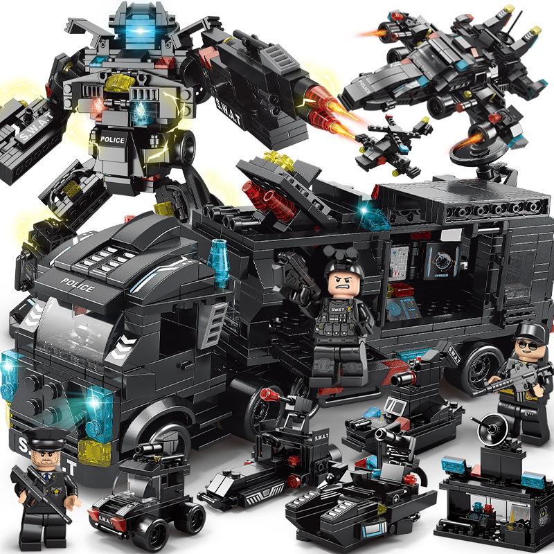658 PCS Bộ Đồ Chơi Lắp Ghép Xe Swat Cảnh Sát, Lắp Ráp Xe Cảnh Sát - Mô Hình Robot Biến Hình
