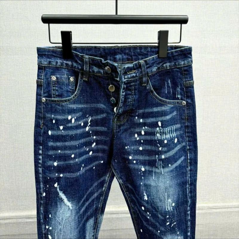 Quần bò mã H48 xanh đậm xước rách vảy nhiều sơn super có bigsize từ 40kg đến 110kg dyminic 2