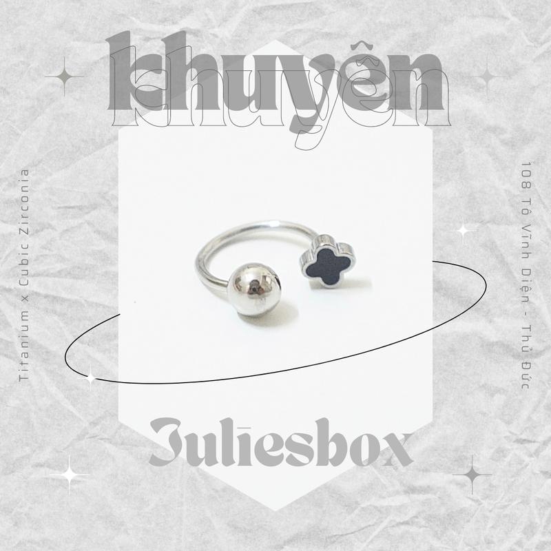  1 Chiếc   BẤM  Khuyên Tai U Cỏ Đen Unisex Màu Bạc Đuôi Bi Không Gỉ Sét Không Ngứa Bông Tai Julies Box 66 