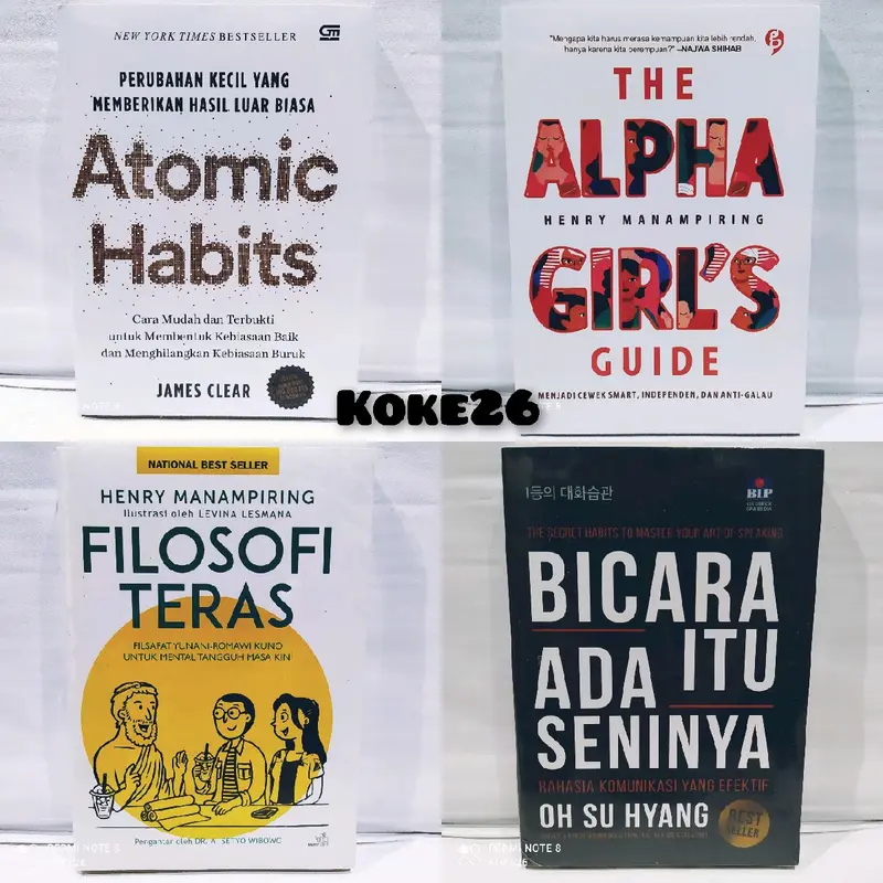 PAKET 4 BUKU MOTIVASI BESTSELLER THE ALPHA GIRL'S GUIDE, BICARA ITU ADA SENINYA, FILOSOFI TERAS, ATOMIC HABITS Soft Cover 0