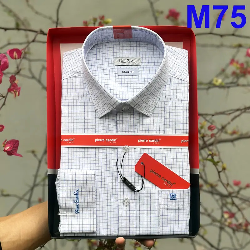 Áo Sơ Mi Pierre Cardin, Áo Sơ Mi Công Sở Dài Tay Trắng Trơn Sang Trọng Tinh Tế, Cúc Khắc Chữ Mẫu Mới 2025 6