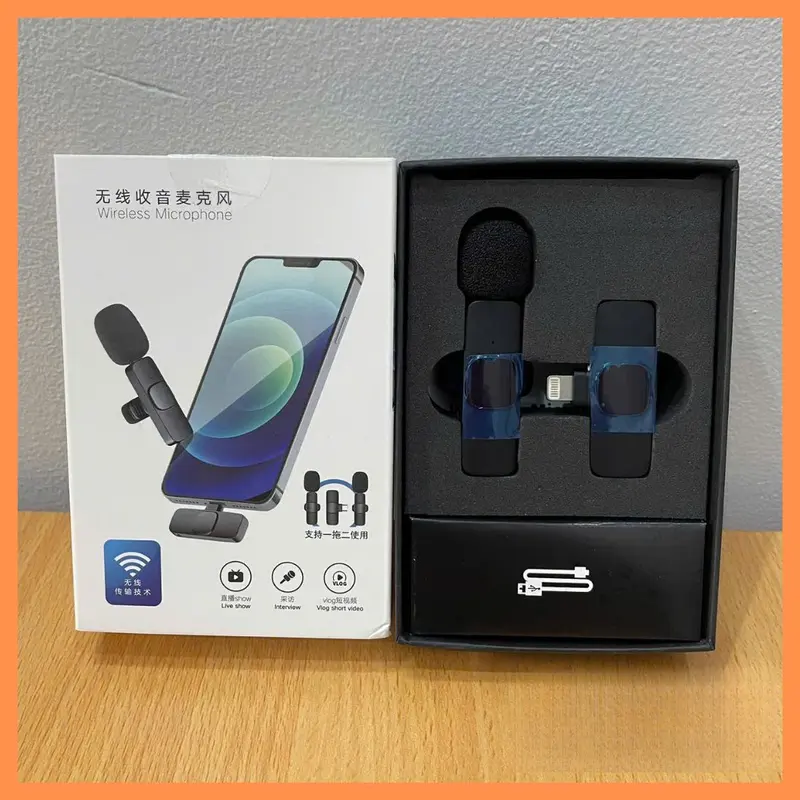 Micro ghi âm không dây, chất lượng K9, tương thích với máy tính tiền.Lọc tiếng ồn, giảm tiếng ồn, cải thiện chất lượng âm thanhGiá Đỡ Điện Thoại, Thích Hợp Cho Livestream, Quay Video Và Vlog mic  vlogs K9 míc không dây cài áo 2