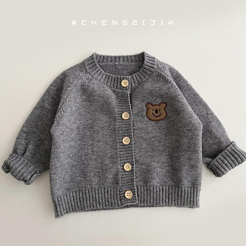 Áo Len Trẻ Em Bé Áo Khoác Cardigan, Phong Cách Thu Đông, Trang Phục Mùa Thu Lễ Hội Gấu Cho Trẻ Sơ Sinh, Áo Len Dệt Kim Dày, Cho Bé Trai 3