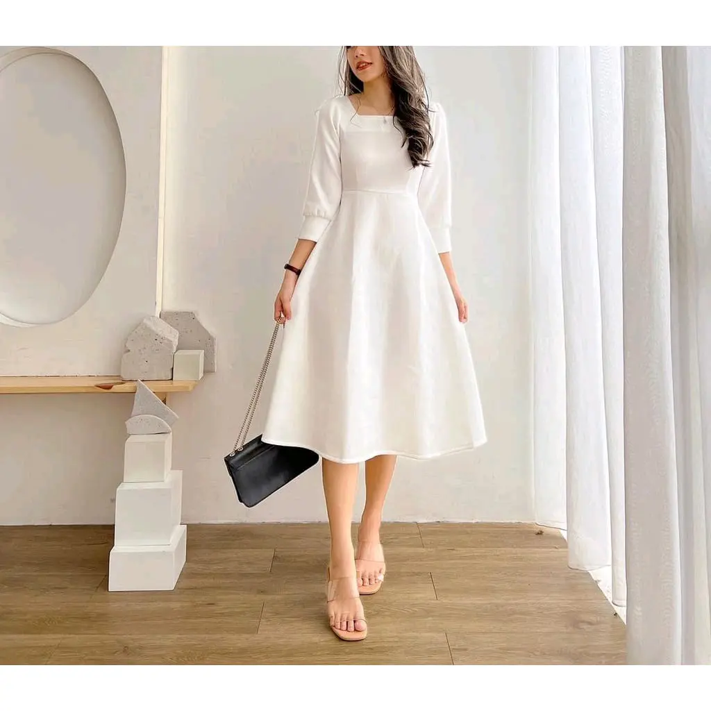 Kayla dress Scuba premium Polos Midi Pesta Wanita Casual Stretch Baju