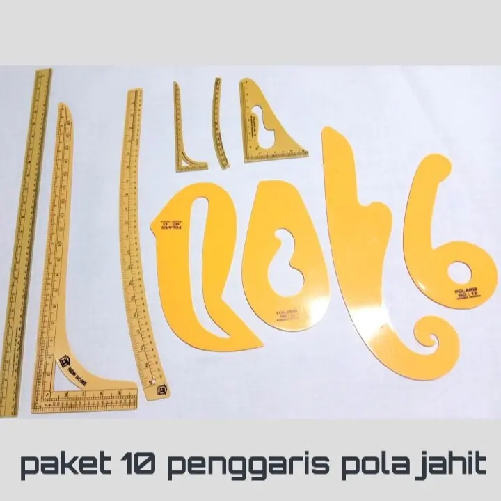 penggaris pola jahit 1 set lengkap komplit murah isi 10 jenis - mistar - jidar - penggaris pola alat jahit -  alat mesin jahit sallamah
