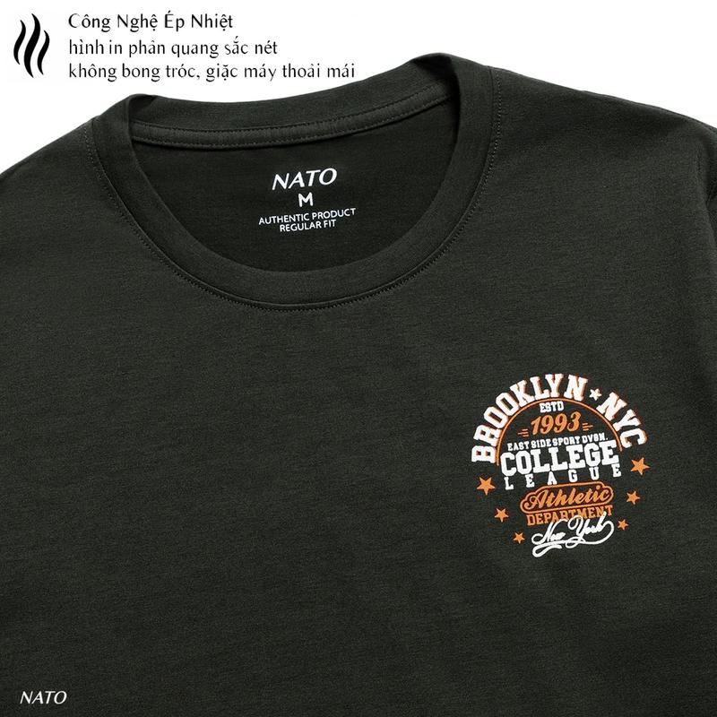Áo Thun Cổ Tròn Nam BROOKLYN Vải Cotton Cao Cấp Đẹp Phông Tay Ngắn Xanh Màu Rêu Navy Họa Tiết NATO 3