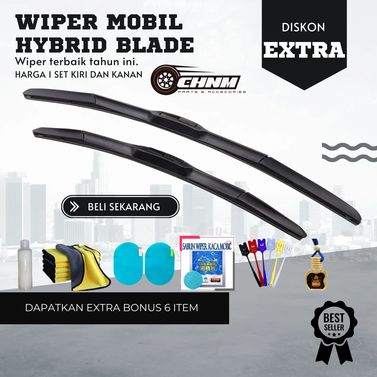 [[PAKET 10 ITEM]] Wiper Hybrid Blade Mobil 1 Set Kiri dan Kanan Universal Semua Jenis Mobil Pembersih Kaca Depan Kendaraan