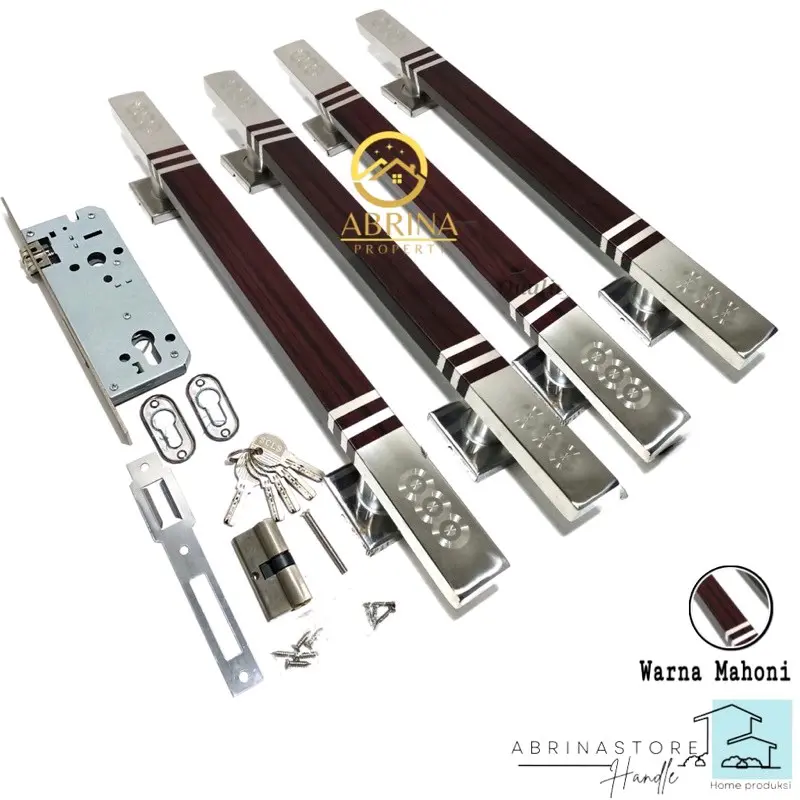 paket handle pintu rumah stainless set kunci panjang 33cm 45cm tarikan gagang pintu rumah minimalis handel hendel pintu rumah murah berkualitas