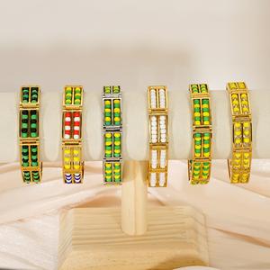 Gelang Manik Batu Permata, Gaya Eropah Baharu, Bahan Keluli Titanium Emas, Serba guna, Untuk Lelaki dan Wanita, Dua Baris, Gelang Keluli Tahan Karat Merentas Sempadan, Sesuai untuk Wanita Bangles Bracelets Jewelry