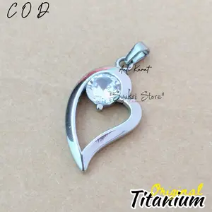 Liontin Titanium Love Silver Permata Anti Karat Anti Luntur Terlaris