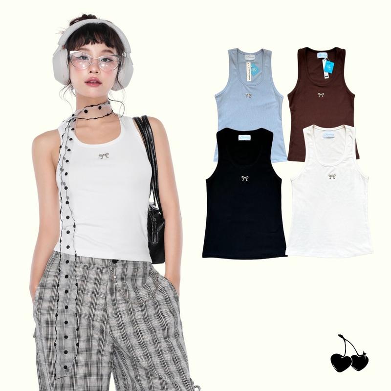 Remmus - Tanktop nơ | Áo ba lỗ đính nơ women
