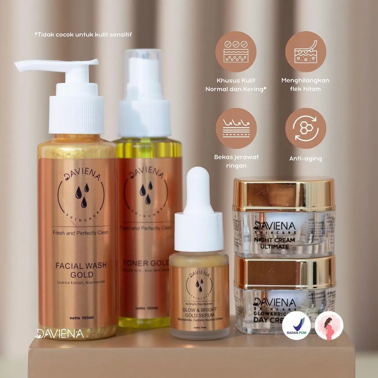 DAVIENA GOLD SERIES MURAH ORIGINAL 100% GROSIR DAVIENA GOLD GLOWING SERIES