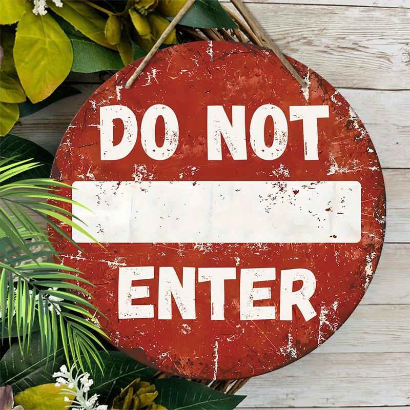 Product Introduction of Don't Enter Sign, Wooden Hanging Ornament, Round Sign for Front Door Wall Porch Hanging Decor, Ideal Home Hanging Ornament 5