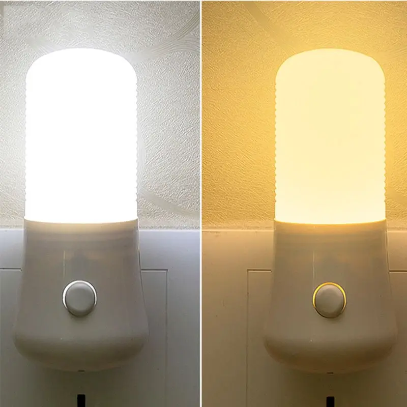 LED Night Light Home Night Lamp Switch Control Wall US Plug Bedroom Lamp Eye Protection Bedside Sleep Light