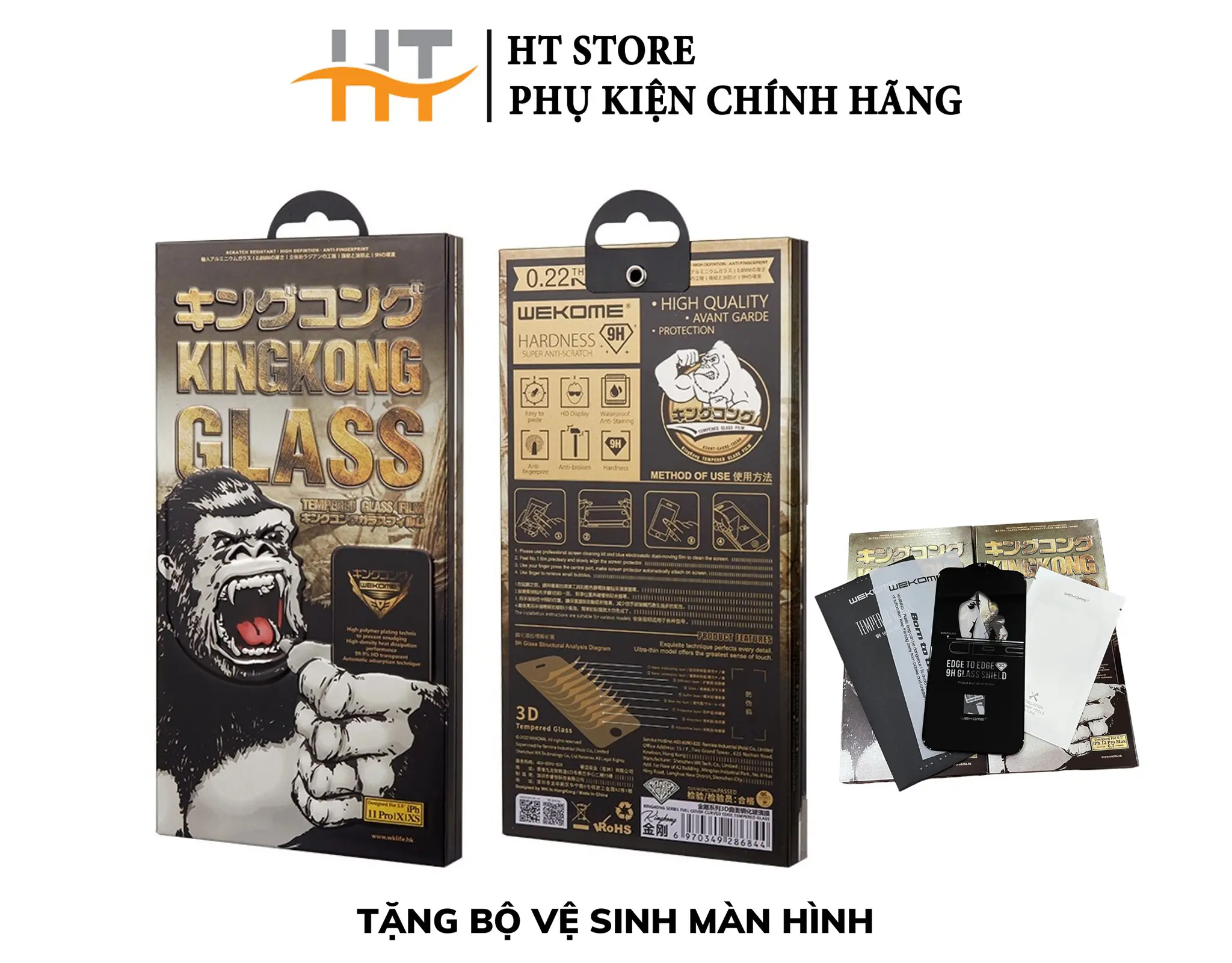 [CHÍNH HÃNG] Kính cường lực Kingkong iP dán full cho IPHONE mới nhất (Wtp-009)