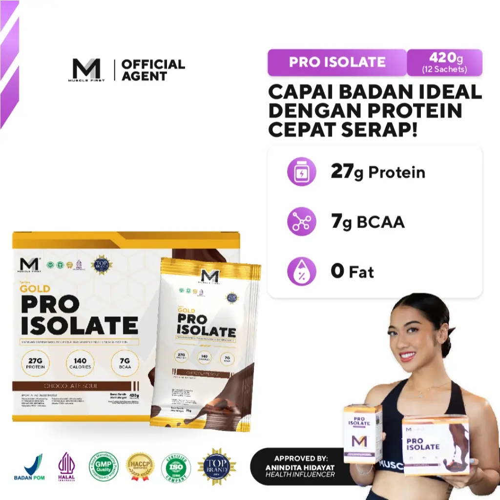 MUSCLE FIRST Pro Isolate Box isi 12 sachet - Whey Protein Suplemen Fitness