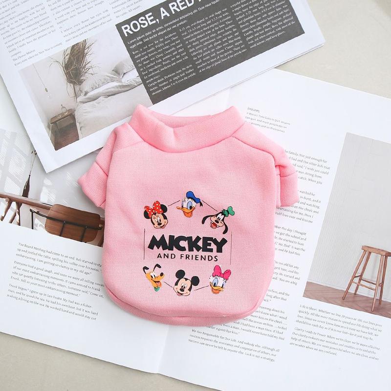 LINPET-In Stock Autumn and Winter Pet Clothes Cartoon Mickey round Neck Sweater Fleece-lined Cat for Common Dogs Clothes Small Dog 7
